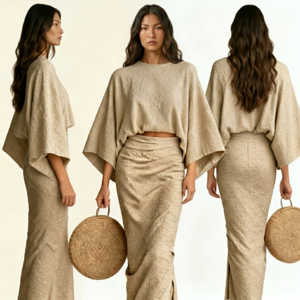 Conjunto de lino elegante con falda larga